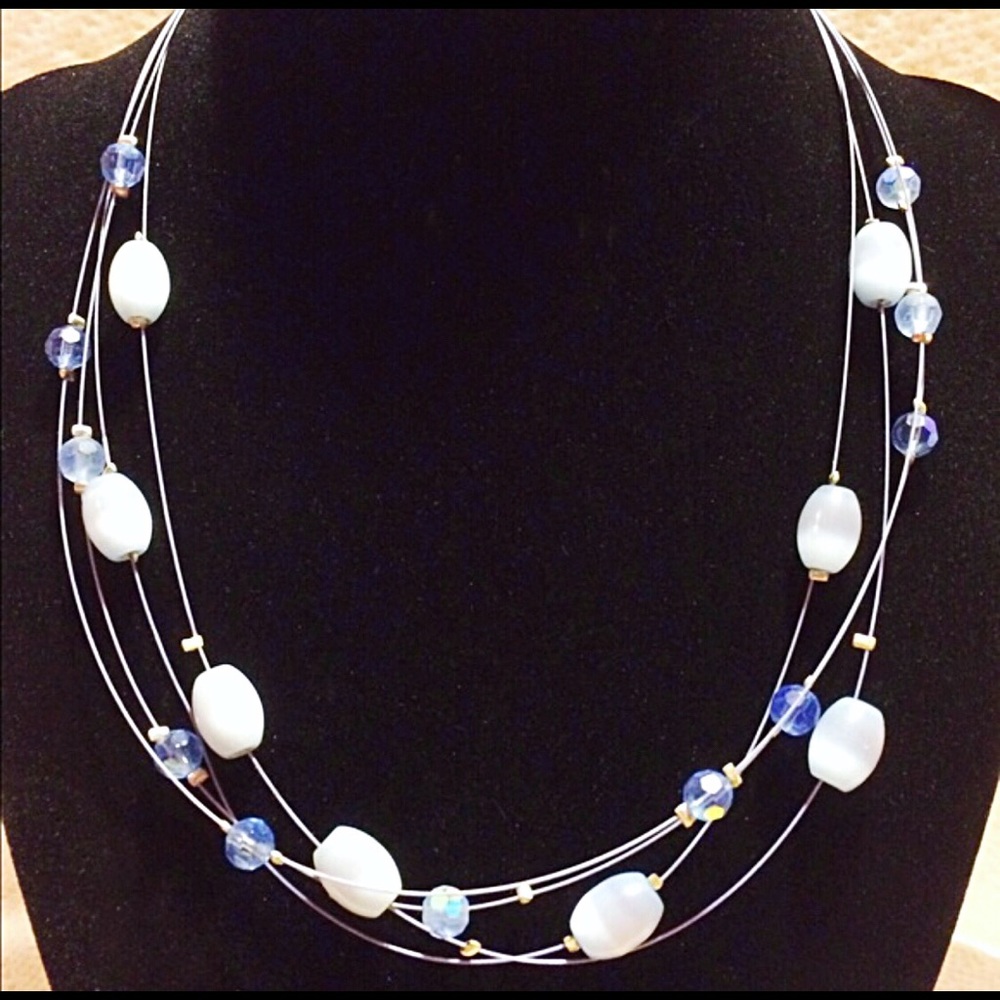 VIctor Janson Multi Strand Necklace Blue Beads